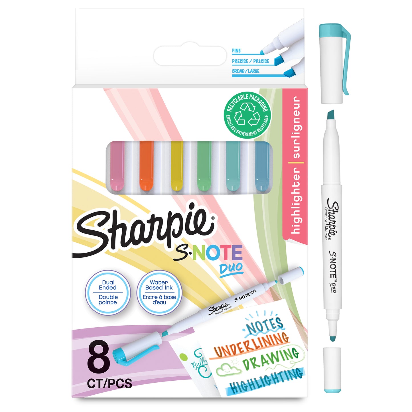 S-Note DUO Highlighter Pens - Set of 8