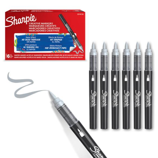 Acrylic Markers - Brush Tip - BOX OF 6