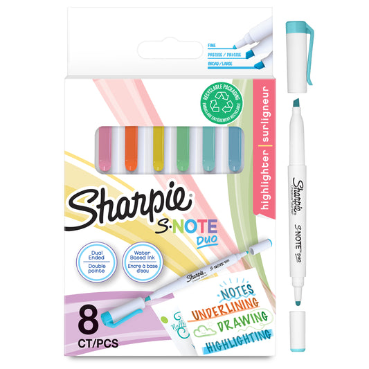 S-Note DUO Highlighter Pens - Set of 8