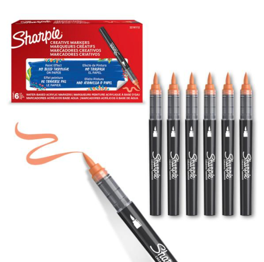 Acrylic Markers - Brush Tip - BOX OF 6