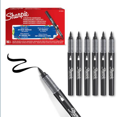 Acrylic Markers - Brush Tip - BOX OF 6