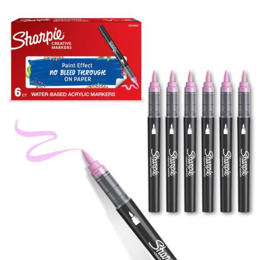 Acrylic Markers - Brush Tip - BOX OF 6