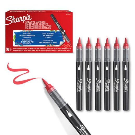 Acrylic Markers - Brush Tip - BOX OF 6