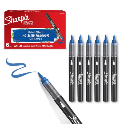 Acrylic Markers - Brush Tip - BOX OF 6