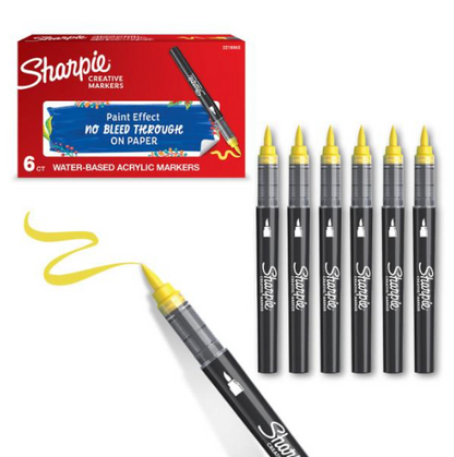 Acrylic Markers - Brush Tip - BOX OF 6